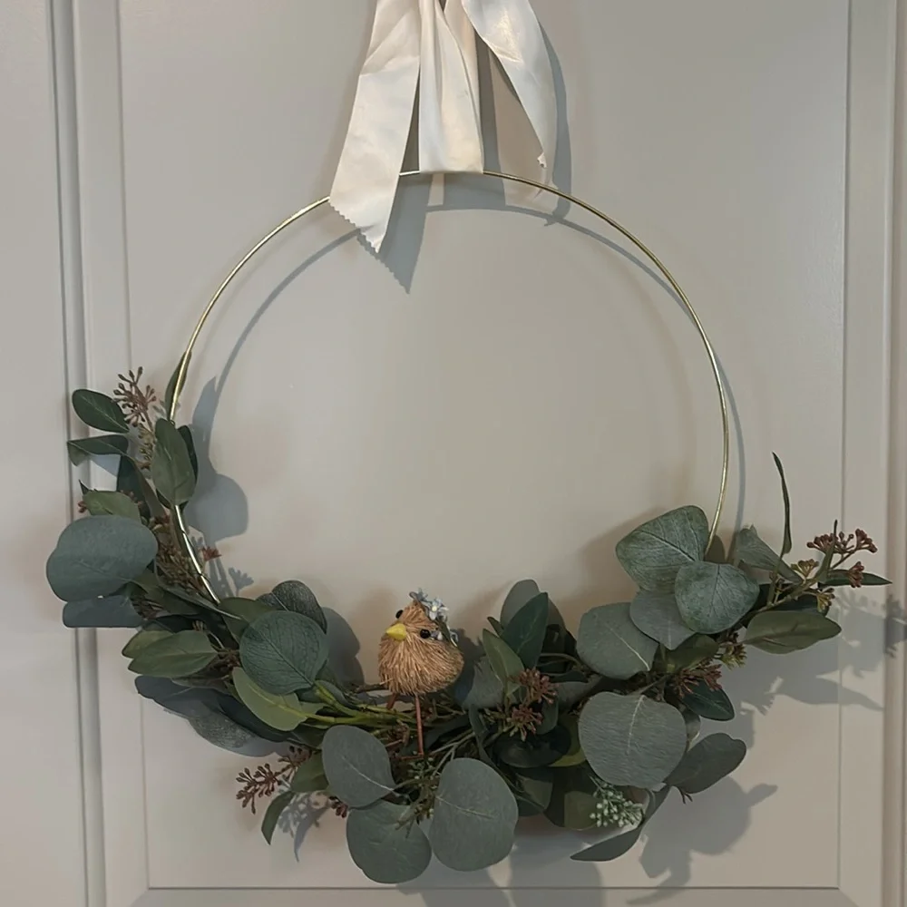 Bird Accented Bird Wreath Removable Bird Faux Silver Dollar Eucalyptus Final